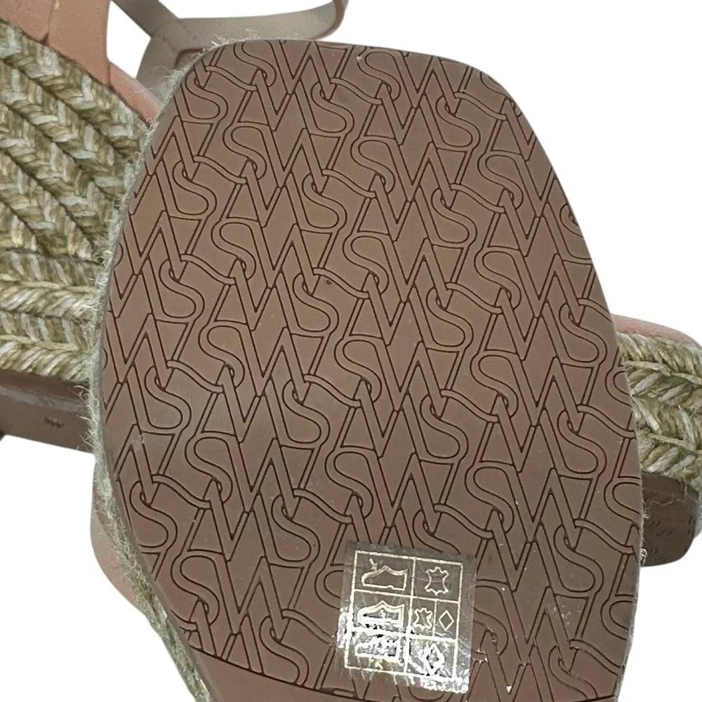 Stuart Weitzman Tan Braida Max Leather Espadrille Wedge Sandals Sz: 6.5